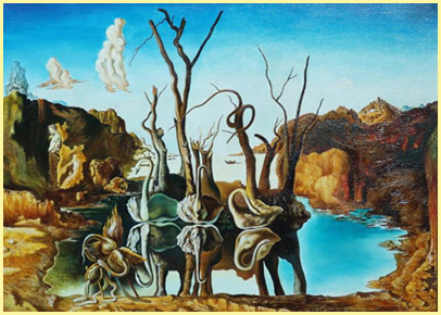 С. Дали. Лебеди, отражённые в слонах. 1937