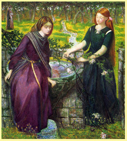 Д.Г.Россетти. Видение Данте Рахили и Леи. 1855